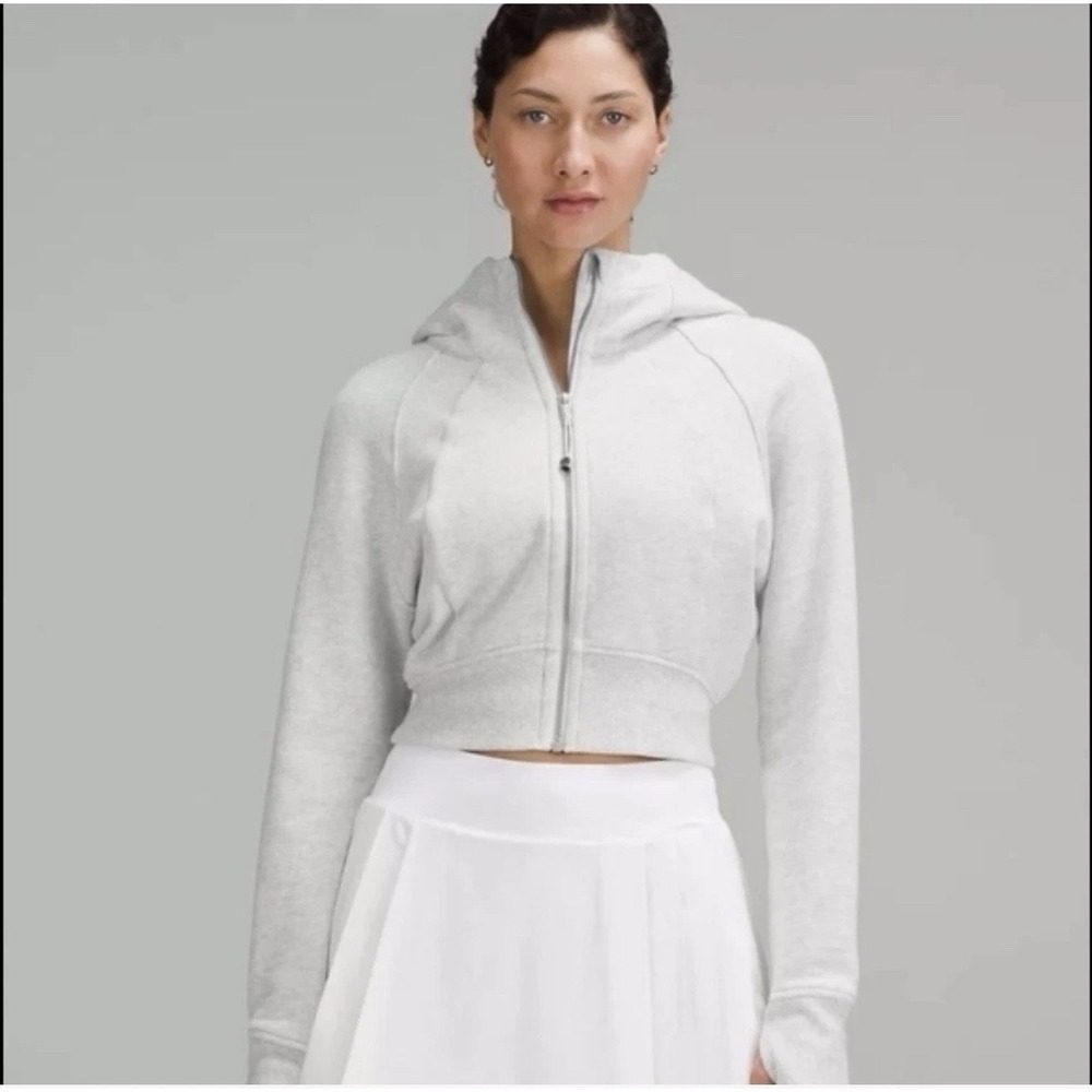 Lululemon Scuba Full-Zip Cropped Hoodie Size 4 Heathered Core Ultra Light Grey